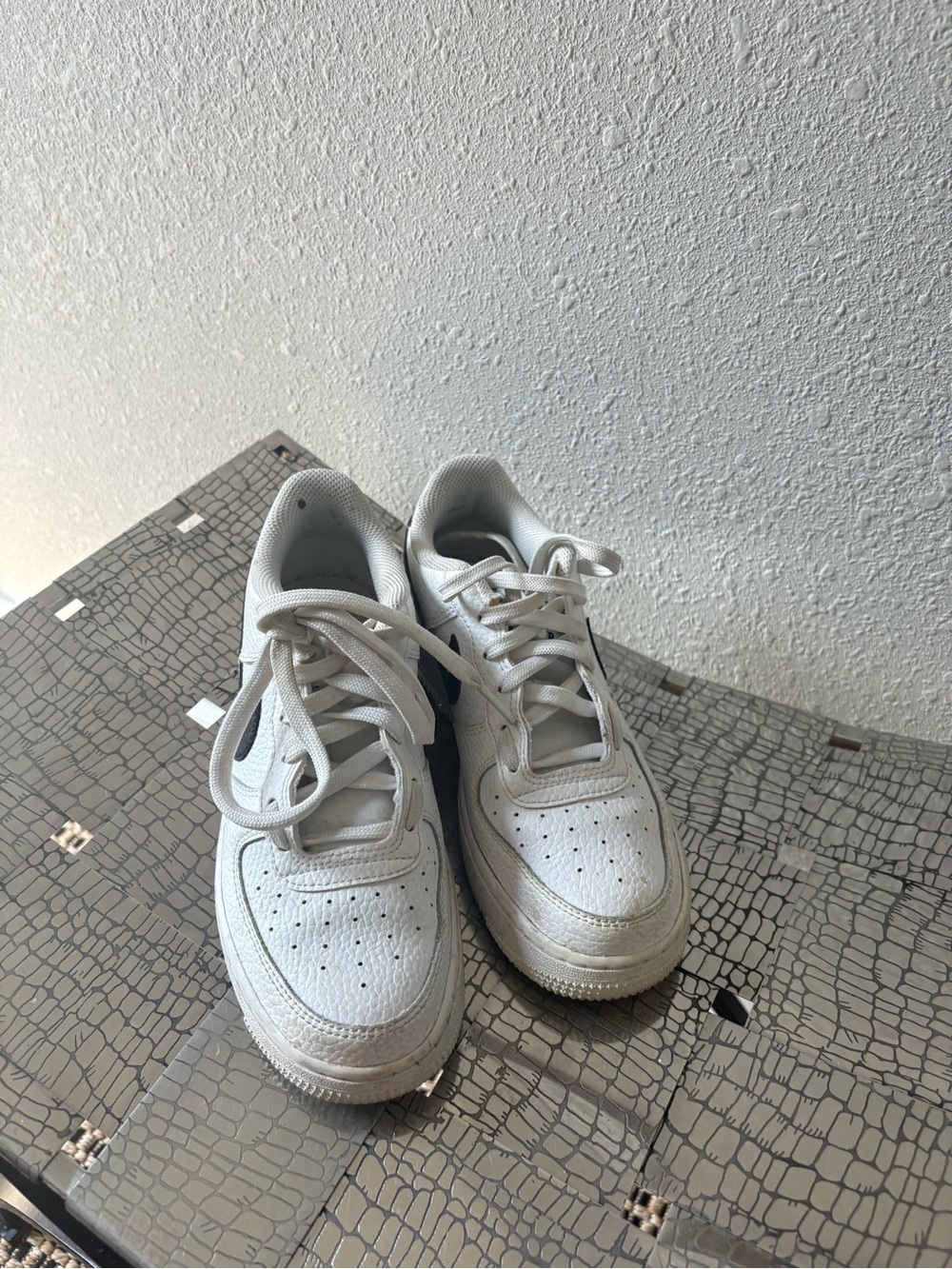 Nike Kids White Lace-Up Sneakers with Subtle Gray Accents